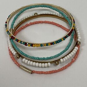 Beaded Beads Pink White Blue Gold Yellow Red Women's Fashion Bangle Bracelet